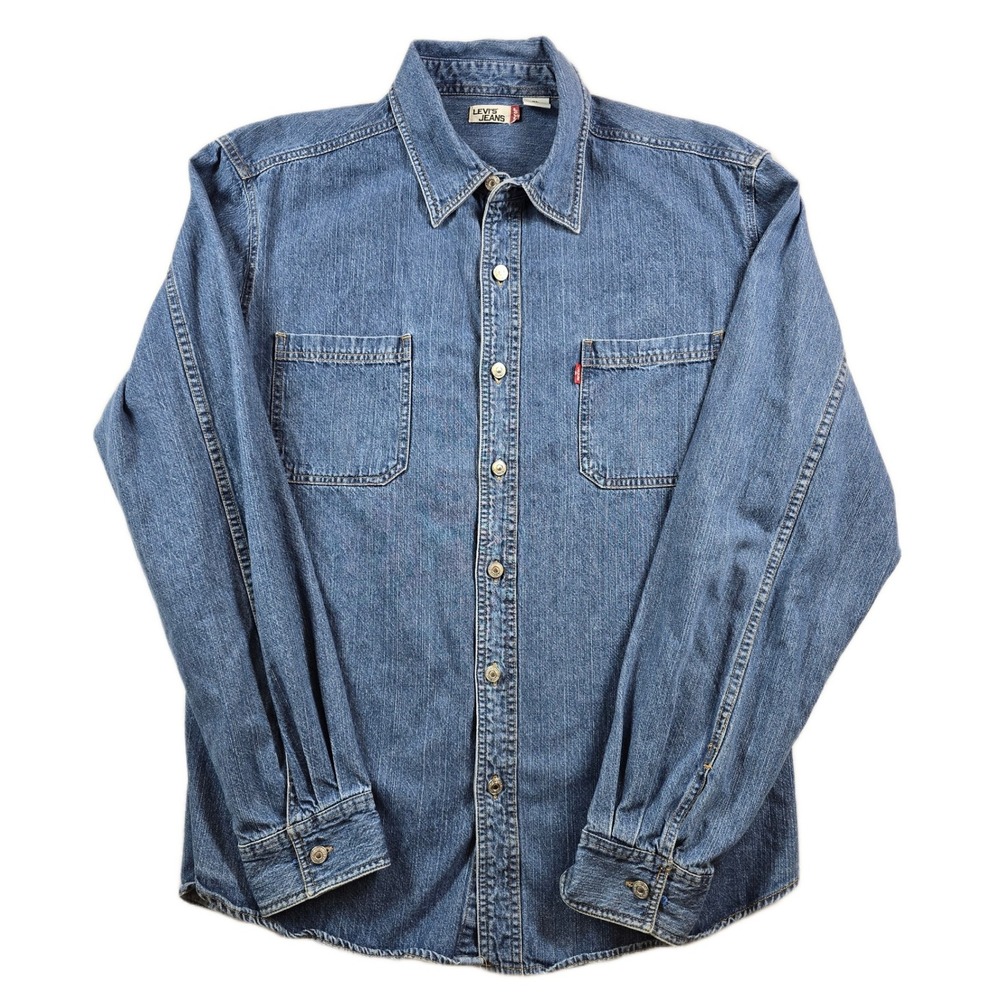 Levi's Jeans Denim Shirt Mens XL Blue Cotton Long Sleeve Metal Buttons Classic